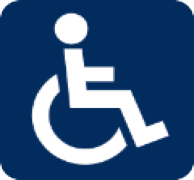 Zugänglich für gehbehinderte oder auf einen Rollstuhl angewiesene Menschen
